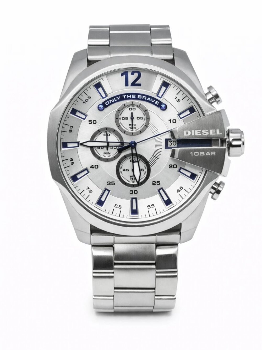 Diesel Mega Chief Men's Silver Stainless Steel Chronograph Watch DZ4477